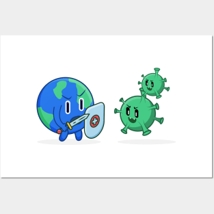 Earth fight with virus Posters and Art